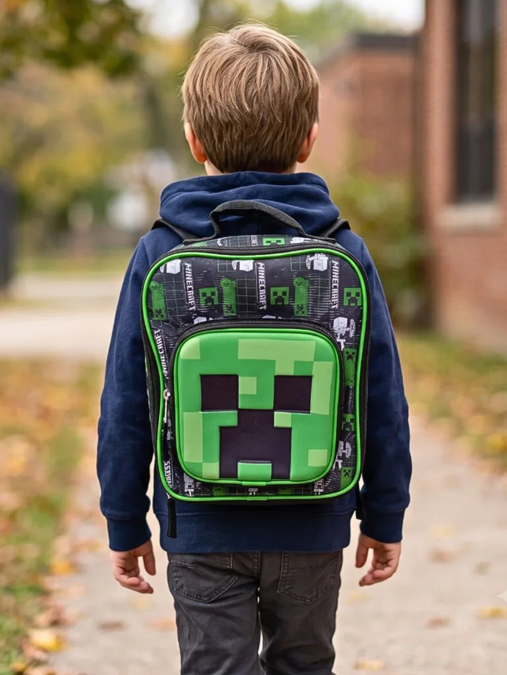 Official World of Minecraft Creeper Kids Insulated Lunch Bag w/ Big Front Pocket